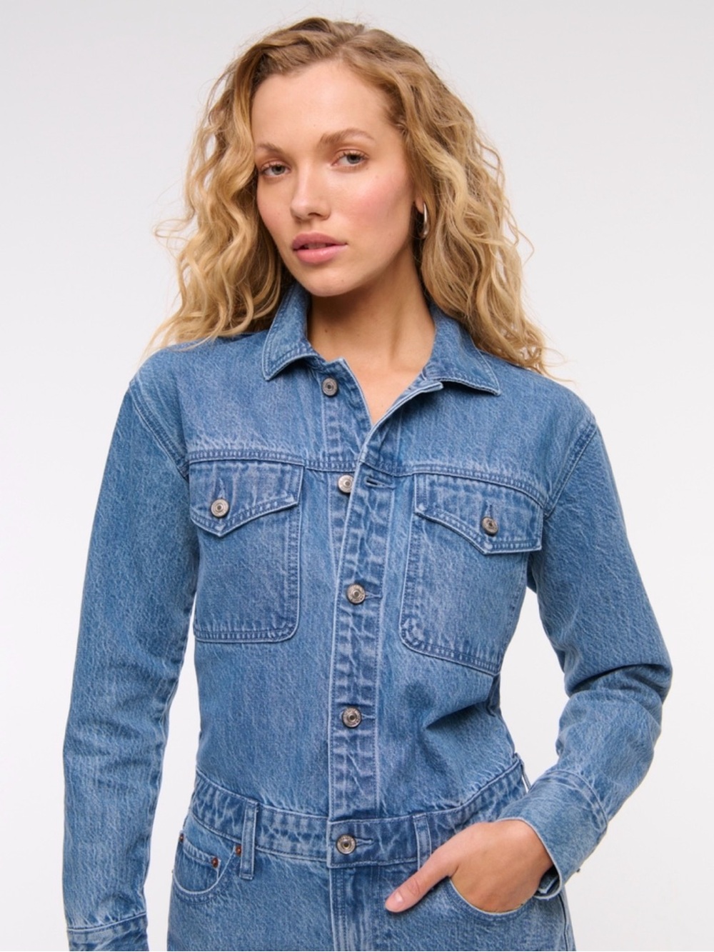 Abercrombie & Fitch Long Sleeve Blue Denim Shirt Dress Size Large Tall - Picture 3 of 9